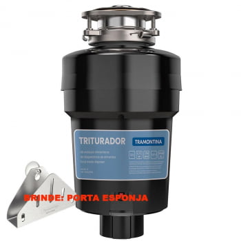 Kit Triturador de Resíduos Tramontina 110V com Válvula de 4 1/2" +Porta Esponja Aço Inox com Ventosa
