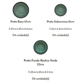 Jogo de Pratos Tramontina Rústico Verde em Porcelana Decorada 12 Peças 96989001