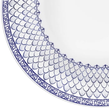 12 Pratos Fundo Tramontina Umeko em Porcelana Decorada Azul 22 cm 96010710