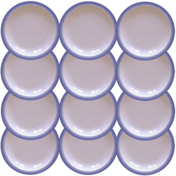 12 Pratos Sobremesa Tramontina Rústico Azul em Porcelana Decorada 21 cm 96880001