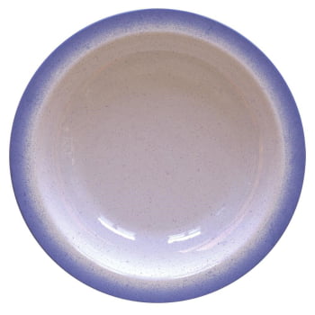 12 Pratos Fundo Tramontina Rústico c/ Borda Azul em Porcelana Decorada 22 cm 96880002