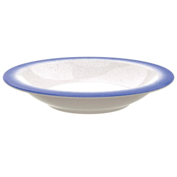 12 Pratos Fundo Tramontina Rústico c/ Borda Azul em Porcelana Decorada 22 cm 96880002