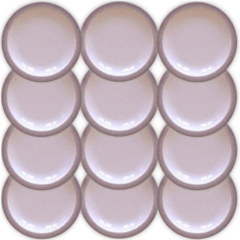 12 Pratos Sobremesa Tramontina Rústico Cinza em Porcelana Decorada 21 cm 96880004