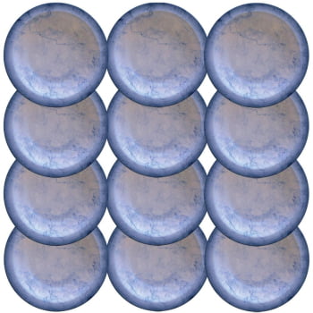 12 Pratos Fundo Tramontina Peixes Azul em Porcelana Decorada 22 cm 96980002