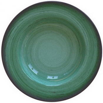 12 Pratos Fundo Tramontina Rústico Verde em Porcelana Decorada 23 cm 96980005