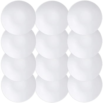 12 Pratos Sobremesa Tramontina Sophia em Porcelana Branca 21 cm 96010106