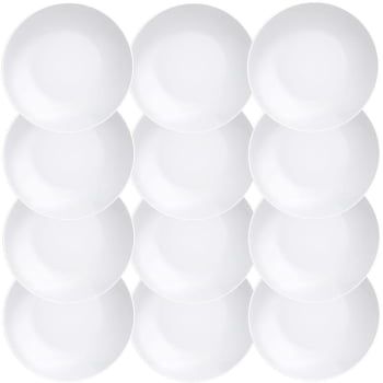 12 Pratos Fundo Tramontina Sophia em Porcelana Branca 22 cm 96010110