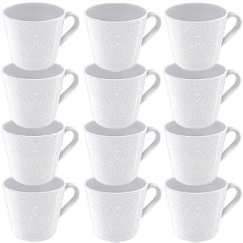12 Xícaras de Chá Tramontina Alícia em Porcelana Decorada 185 ml 96011221