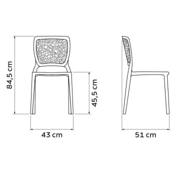 4 Cadeiras Tramontina Joana em Polipropileno e Fibra de Vidro Grafite com Enconsto Decorado 92058007