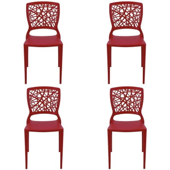 Conjunto 4 Cadeiras Tramontina Joana em Polipropileno e Fibra de Vidro Vermelho 92058040