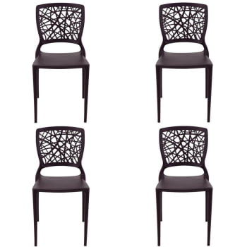 Conjunto 4 Cadeiras Tramontina Joana em Polipropileno e Fibra de Vidro Marrom 92058109