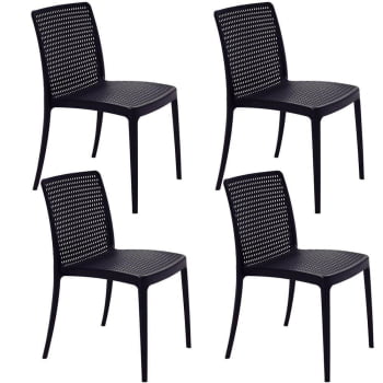 Kit 4 Cadeiras Tramontina Isabelle em Polipropileno e Fibra de Vidro Preto 92150009