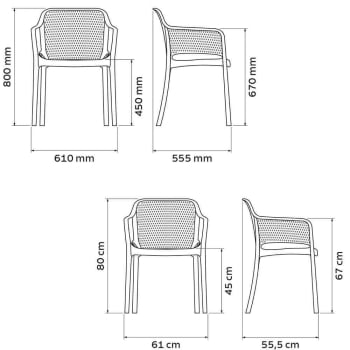 Kit 4 Cadeiras Tramontina Gabriela em Polipropileno e Fibra de Vidro Preto 92151009
