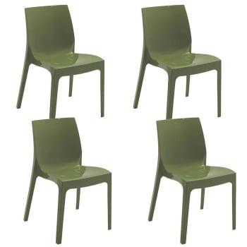 Kit 4 Cadeiras Tramontina Alice em Polipropileno e Fibra de Vidro Verde Oliva 92037027