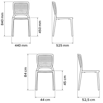 Kit 4 Cadeiras Tramontina Safira em Polipropileno e Fibra de Vidro Grafite 92048007