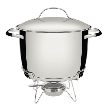 Rechaud Tramontina Allegra em Aço Inox Fundo Triplo com Fogareiro e Tampa de Inox 7,8 L 65650680