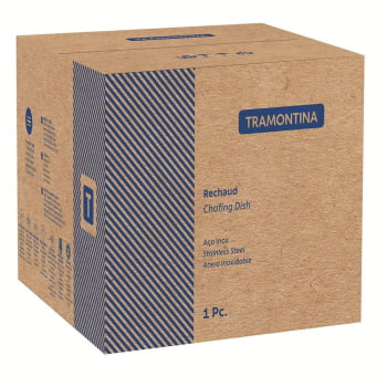 Rechaud Tramontina Allegra em Aço Inox Fundo Triplo com Fogareiro e Tampa de Inox 7,8 L 65650680