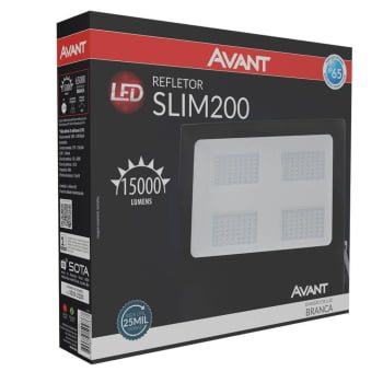 Refletor LED Branco Frio Avant em Alumínio SLIM-200 Bivolt de Sobrepor 6500K - CÓD 259701370