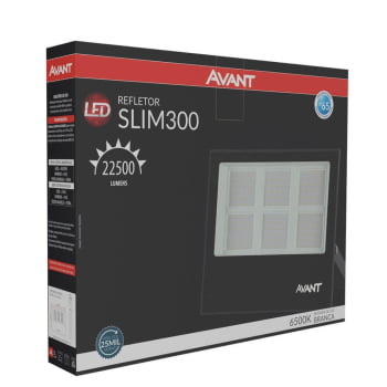 Refletor LED Branco Frio Avant em Alumínio SLIM-300 Bivolt de Sobrepor 6500K - CÓD 259801377