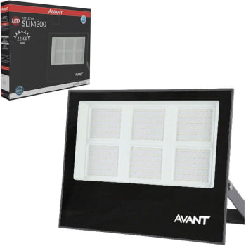 Refletor LED Branco Frio Avant em Alumínio SLIM-300 Bivolt de Sobrepor 6500K - CÓD 259801377