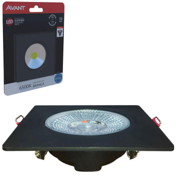 Spot Authentic LED Quadrado de Embutir Avant Branco com Corpo Preto Fosco 5w 6500k - Cód 865050572