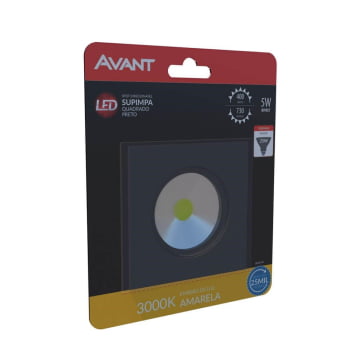 Kit 4 Spot Authentic LED Quadrado de Embutir Avant Amarelo com Corpo Preto Fosco 5w 3000k - Cód 8650