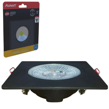 Kit 4 Spot Authentic LED Quadrado de Embutir Avant Amarelo com Corpo Preto Fosco 5w 3000k - Cód 8650