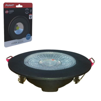 Kit 4 Spot Authentic LED Redondo de Embutir Avant Branco com Corpo Preto Fosco 5w 6500k - Cód 865250