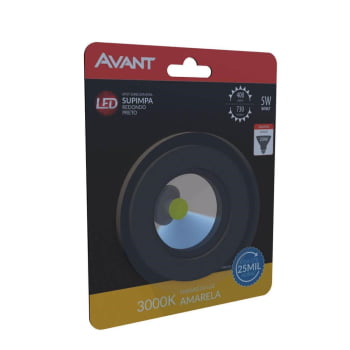 Kit 8 Spot Authentic LED Redondo de Embutir Avant Amarelo com Corpo Preto Fosco 5w 3000k - Cód 86525