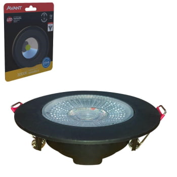 Kit 8 Spot Authentic LED Redondo de Embutir Avant Amarelo com Corpo Preto Fosco 5w 3000k - Cód 86525
