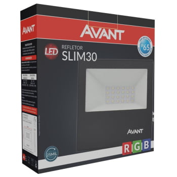 Kit 2 Refletores LED RGB Avant em Alumínio SLIM-30 Bivolt de Sobrepor - CÓD 259307879