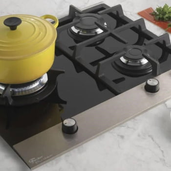 Cooktop Fischer Platinium Preto 3 Bocas Mesa de Vidro Preto A Gás Bivolt 20875(25482)