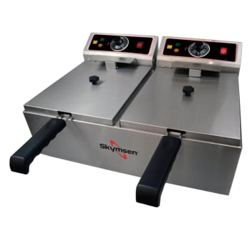 Fritadeira Elétrica Skymsen FED20N 220V 2 Cubas Com Tampa 5L Aço Inox E Pegadores Isotérmicos 453617