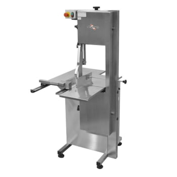 Serra Fita Para Carne Skymsen 2,82m SL282 Com Empurrador E Mesa Móvel De Inox 220V 644609