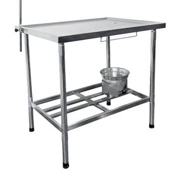 Mesa Pet Imeca 150x70cm Com Grade Pingadeira E Dreno Inox 430 Desmontável 7194