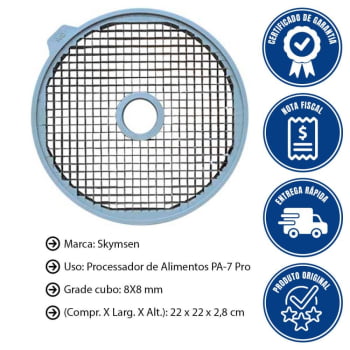 Grade Cubo Skymsen Gc8 Pró 8X8mm Para Processador Pa-7 Disco Fatiador E5, E8 702102