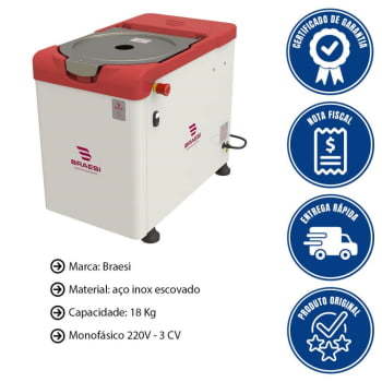 Amassadeira Rápida Braesi Industrial AR-25/1 G4 18kg 220V Potência 3CV B16065
