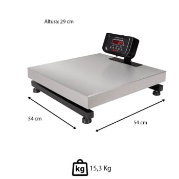 Balança Digital De Plataforma Balmak K-300IB-3/S Standard Inox 50x50cm 300kg Remoto Com Bateria