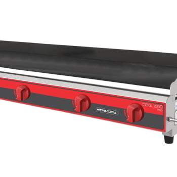 Chapa Bifeteira Profissional A Gás Metalcubas CBG1500 PRO 9,5mm 150x52,5cm Inox 12030G(10356)