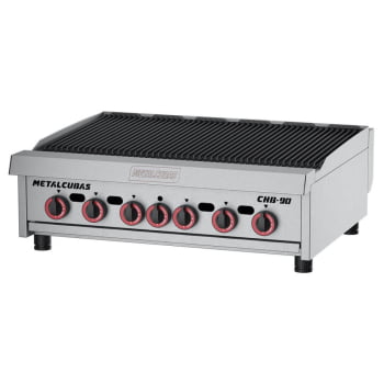 Char Broiler Chapa A Gás Metalcubas CHB90 Em Aço Inox 90x50cm 6 Queimadores MTC0091(23529)