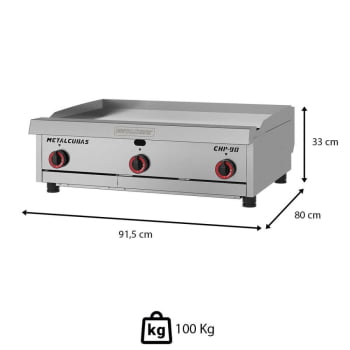 Chapa Bifeteira Metalcubas Premium A Gás CHP90 19mm Área 90,7x50cm 6 Queimadores MTC0092(24349)