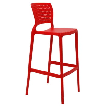 Kit 4 Cadeiras Tramontina Safira Alta Bar Em Polipropileno E Fibra De Vidro Vermelho 92138040