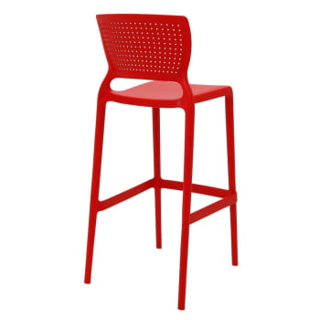 Kit 4 Cadeiras Tramontina Safira Alta Bar Em Polipropileno E Fibra De Vidro Vermelho 92138040