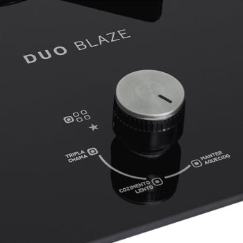 Cooktop A Gás Fischer Infinity 5 Bocas Duo Blaze Tripla Chama Mesa Vidro Black Bivolt 31800(82260)