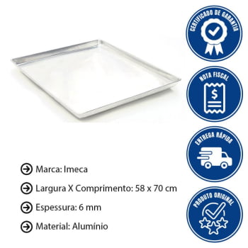 Kit 10 Assadeiras Imeca Em Alumínio Para Pão Doce 0,6 mm Estampada 58x70x3,5 7010