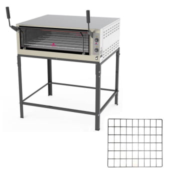 Kit Forno Refratário Elétrico Inox Guilhotina PRPE-900 G2 220V P44034 + Grade Do Forno Refratário 