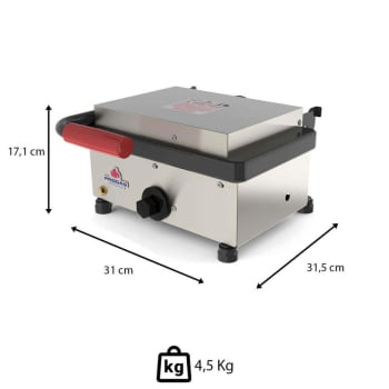 Mini Grill Elétrico Progás PR-220EN New Queen Com Prensa Chapa Para Lanches Aço Inox 220V P30153