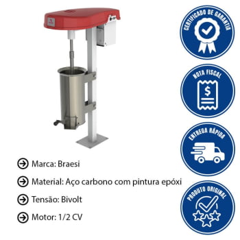 Despolpadeira Industrial De Frutas Braesi DES-10 G3 10L Bivolt 1/2CV 60Hz Aço Inox 3 Peneiras B18351