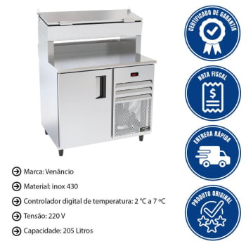 Balcão De Serviço Refrigerado Venâncio Standard Com Condimentadora Inox 100cm 220V VBSRC10(38472)