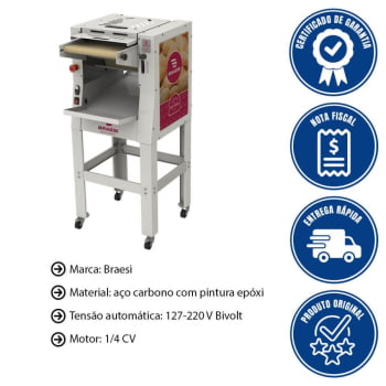 Modeladora Para Pães Braesi MB-35 G3 35cm Com Pedestal Motor 1/4cv 60Hz Bivolt B18215